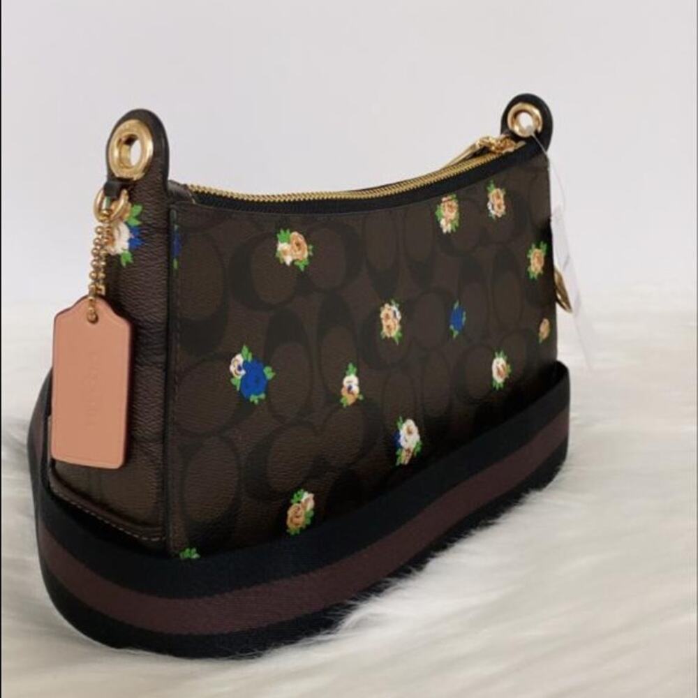 New Coach Jes Baguette In Signature Canvas With Vintage Mini Rose - Picture 2 of 8